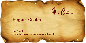 Höger Csaba névjegykártya